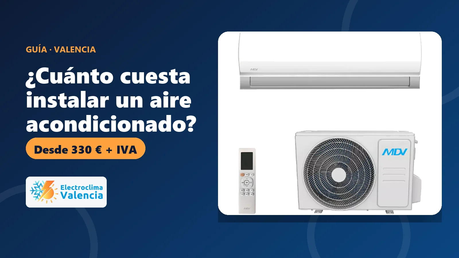 Split con unidad interior y exterior y el precio de la instalación desde 330 € + IVA